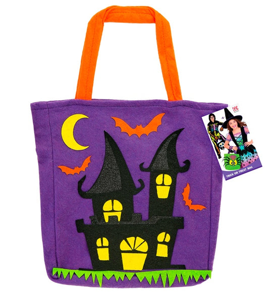 Trick or Treat Tasche mit Haunted House Motiv für Fasnacht und Halloween