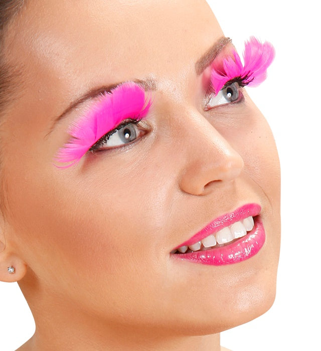"WIMPERN AUS PINKEN FEDERN" in Box mit Klebstoff in Glassflasche