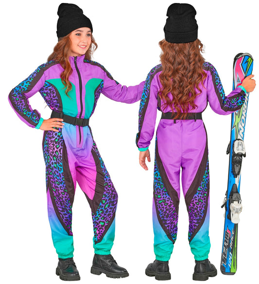 Leopardenmuster bunt Snowboarder Unisex Jumpsuit Skianzug für Kinder mit Overall, Gürtel