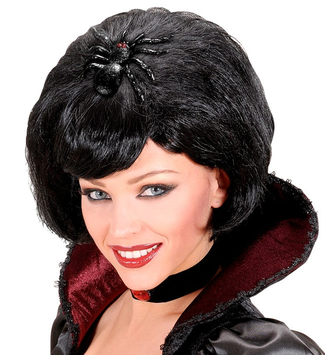 Haarspange in Form einer schwarzen Spinne als Fasnachts-Accessoire