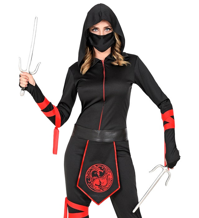 Schwarze Ninja-Maske 42 cm für Fasnacht und Karneval