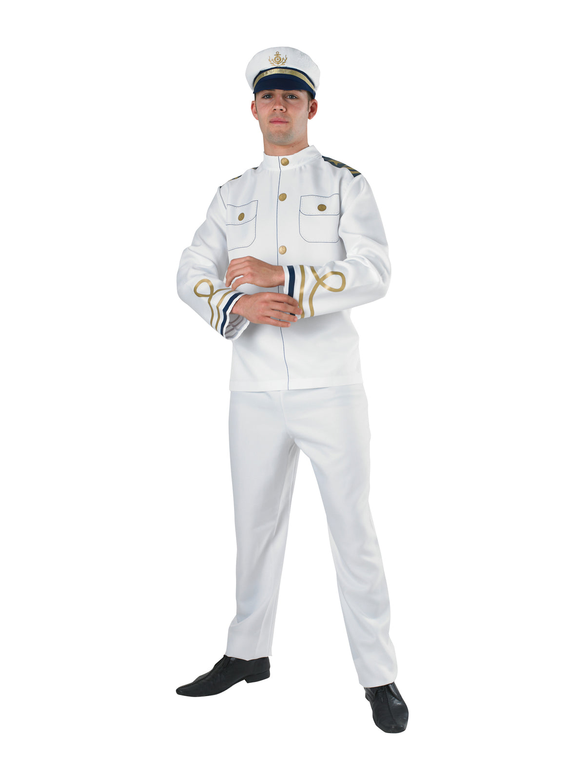Rubies Navy Officer Kostüm für Herren mit Top, Hose und Hut – Detailansicht
