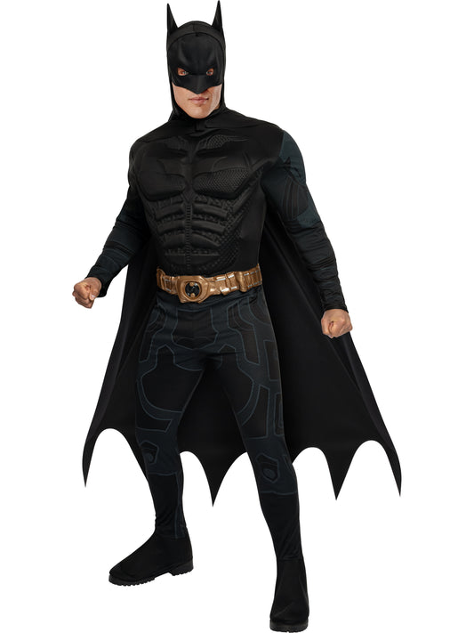Rubies Batman Deluxe Kostüm für Herren mit Overall, Umhang und Gürtel – Produktansicht
