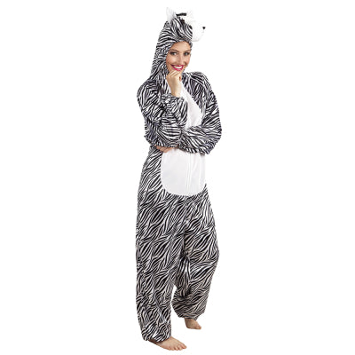 Boland Plüschoverall Zebra Kostüm mit Kapuze bis 165 cm