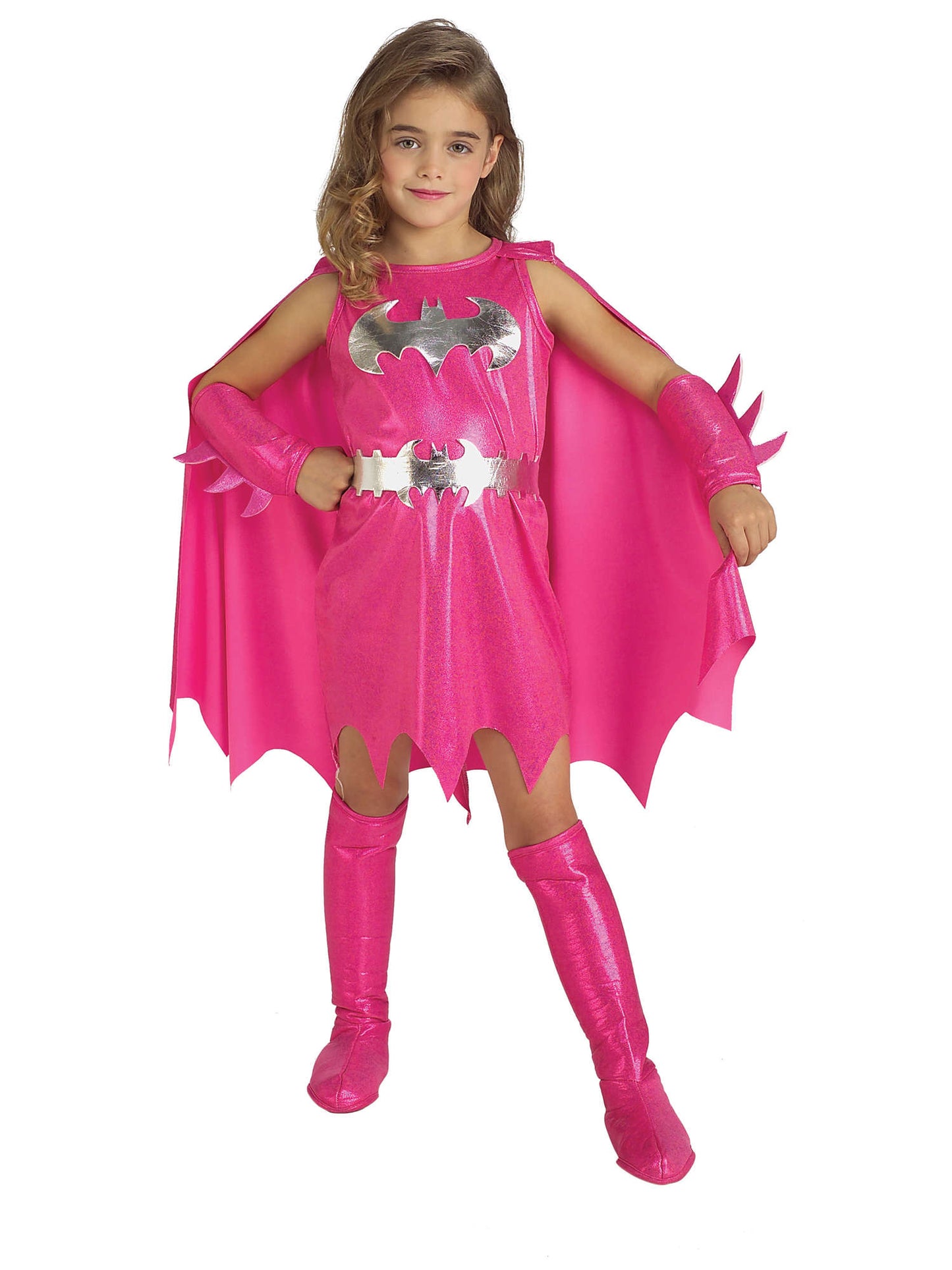 Rubies Batgirl Kinderkostüm in Pink für Mädchen mit Kleid und Umhang