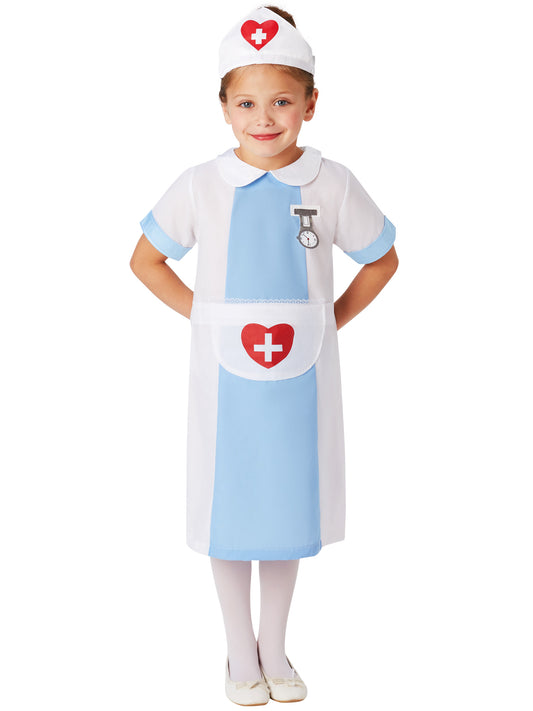 Rubies Nurse Kinderkostüm für Mädchen mit Kleid, Headpiece und Tasche – Produktansicht