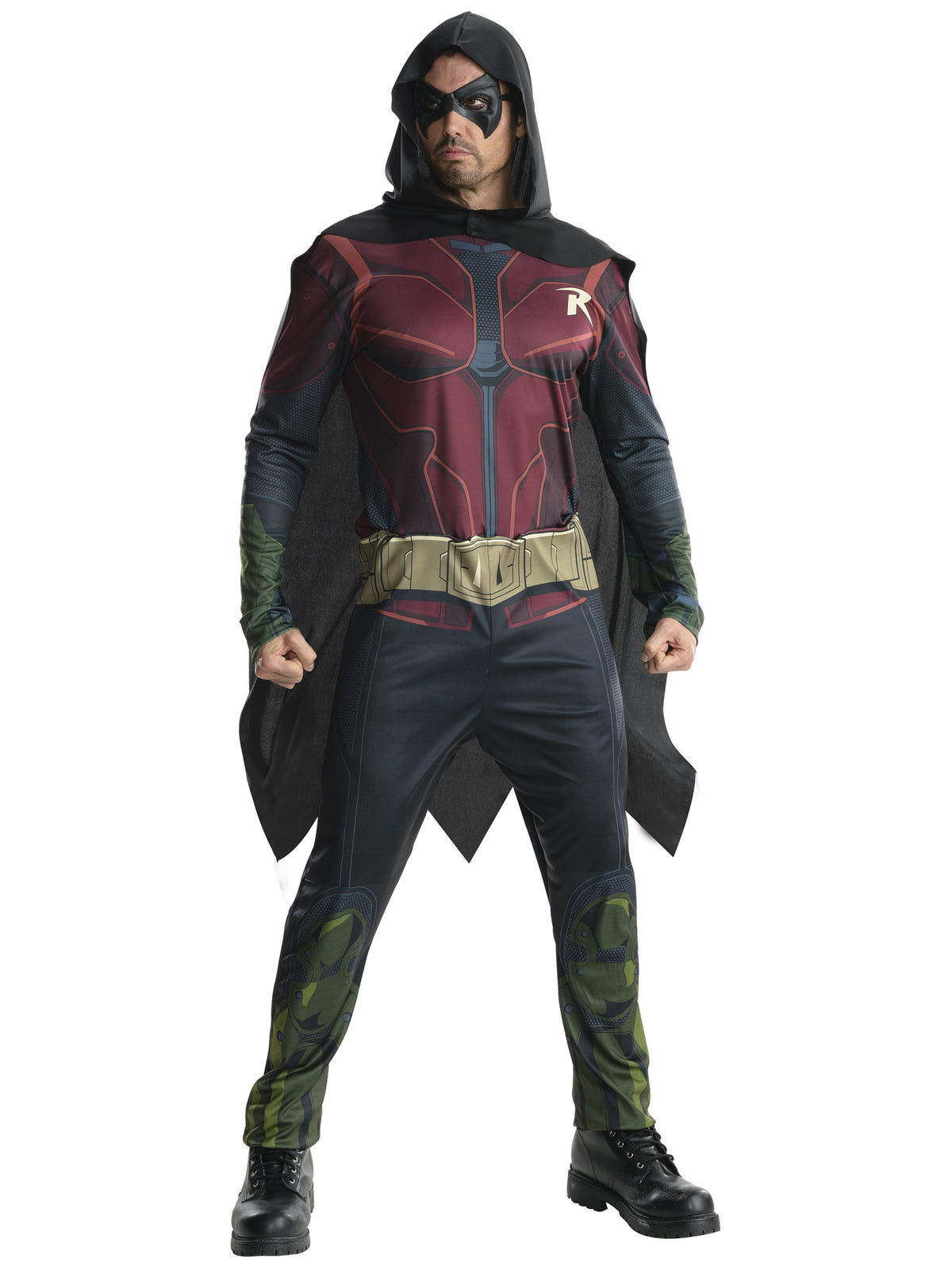 Rubies Robin Arkham Kostüm für Herren mit Overall, Umhang und Augenmaske
