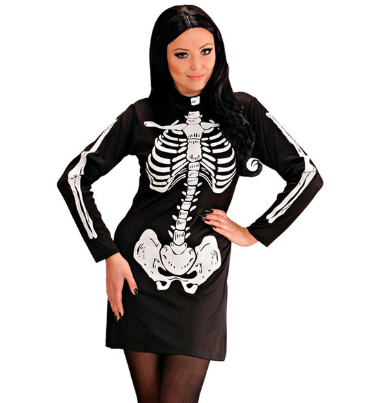 Skeleton Girl Kostümkleid mit Skelett-Print für Fasnacht und Karneval