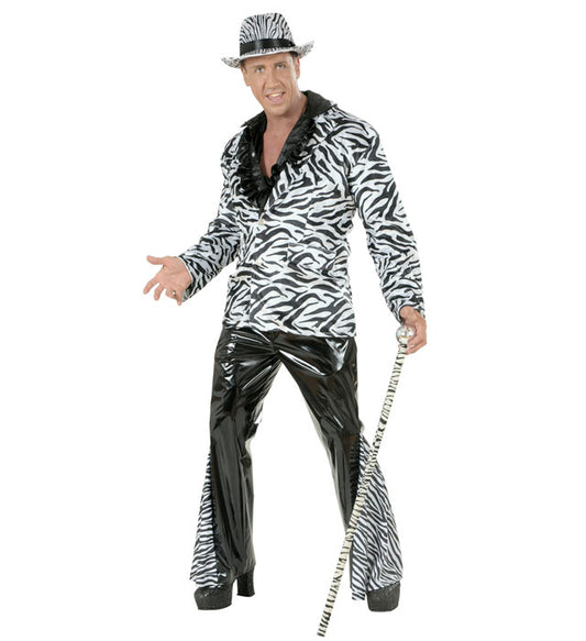 Schwarze und weiße Schlaghose mit Zebra-Muster für Fasnacht und Karneval