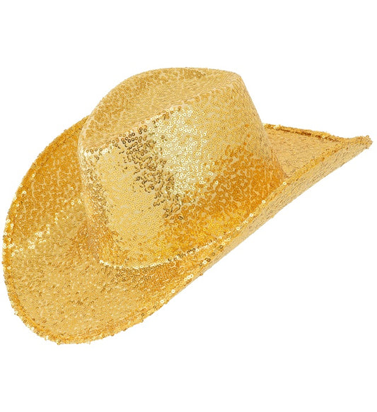 Goldener Cowboy Hut mit Pailletten als Fasnacht-Accessoire