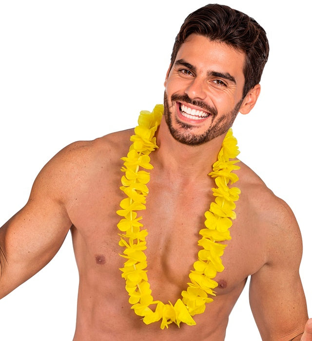 Gelbe Hawaii-Kette aus Kunststoffblüten als Fasnacht-Accessoire