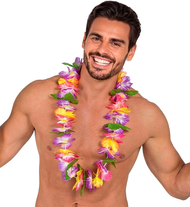 Bunte Hawaii Blumenkette als tropisches Fasnacht-Accessoire