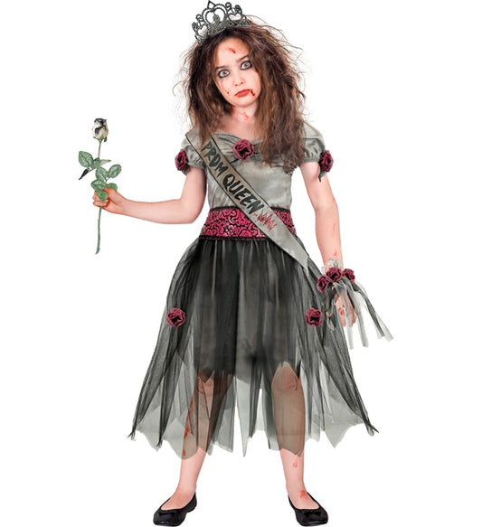 Zombie Schönheitskönigin Kostüm mit Tiara, Schärpe und handgefertigter Corsage