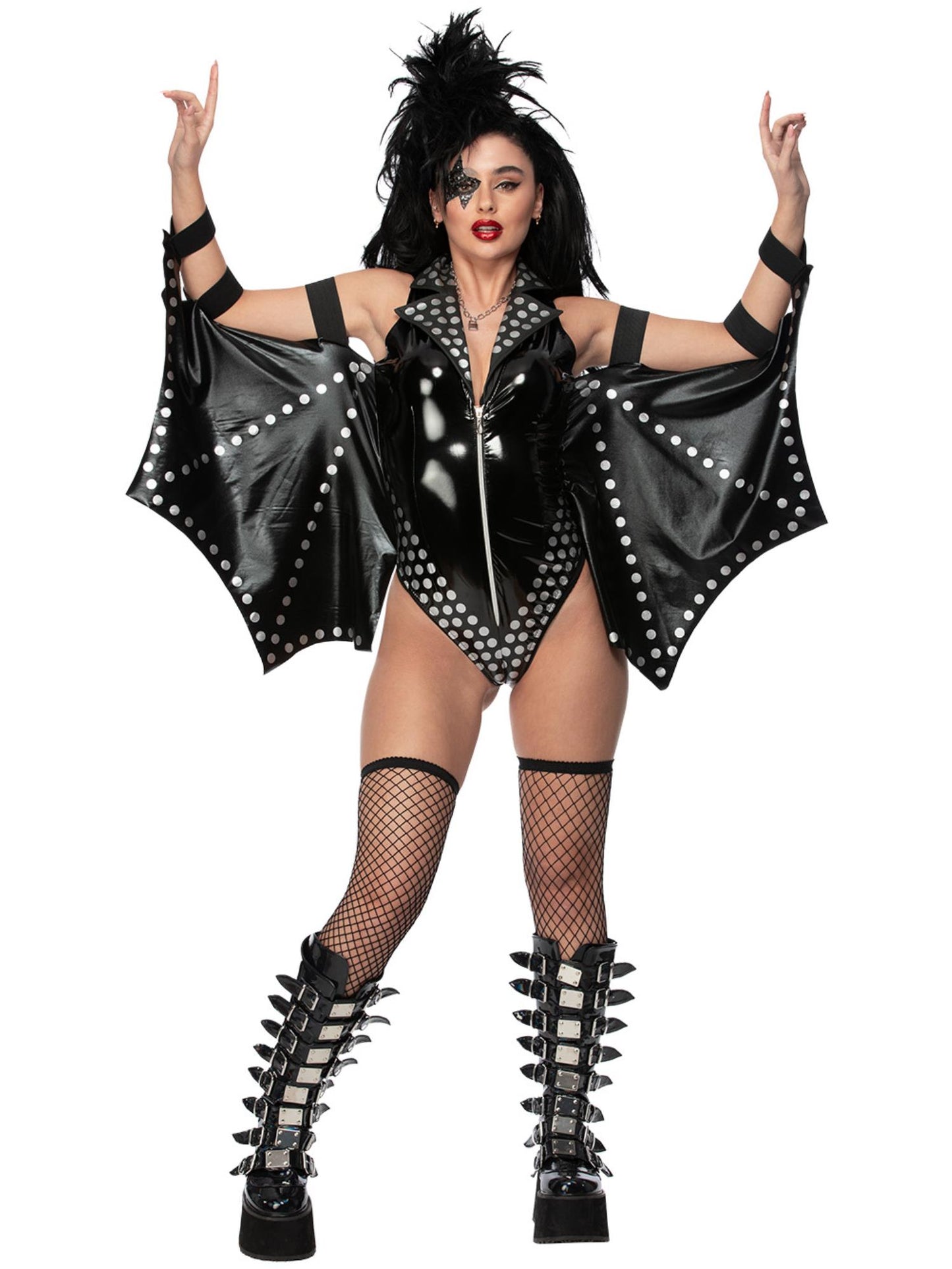 Smiffys Fever Rockstar-Kostüm für Damen, schwarzer Bodysuit