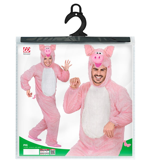 Fasnacht Kostüm Schwein-Overall mit Kapuze und Ohren