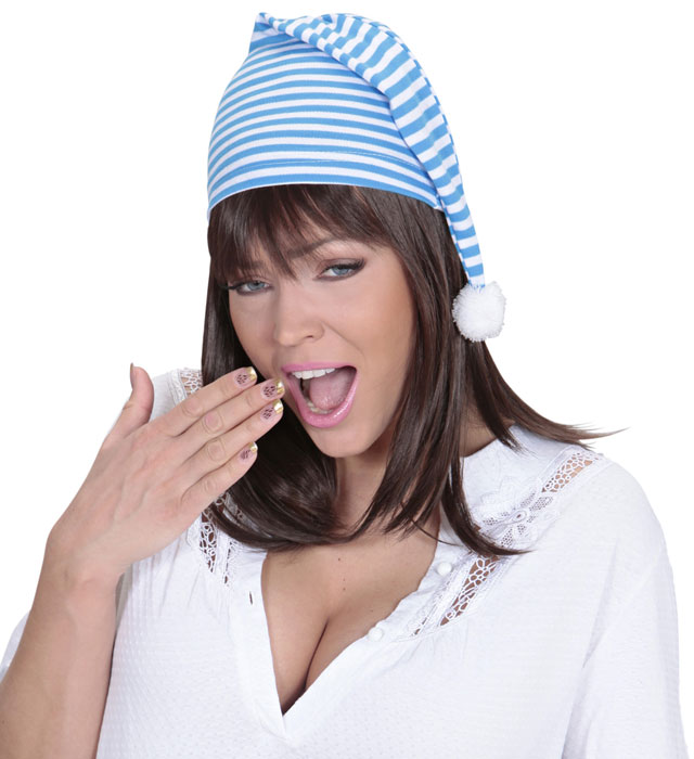 Weiss-blaue Schlafmütze für Fasnacht und Mottoparty
