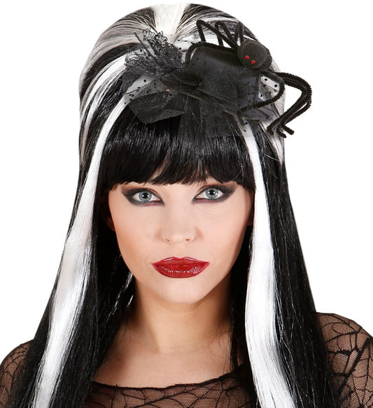 Mini-Zylinder mit realistischer Spinne als Fasnacht Accessoire
