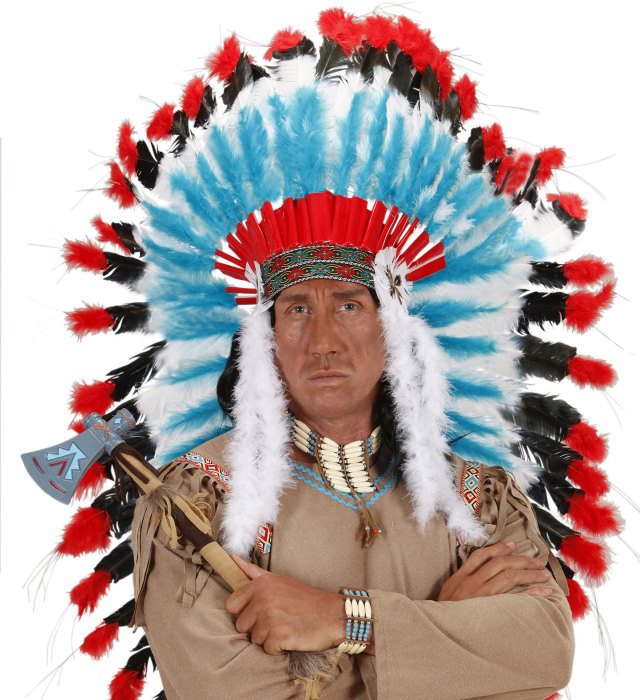 Indianer Halsband mit bunten Federn und Perlen für Fasnacht Kostüm