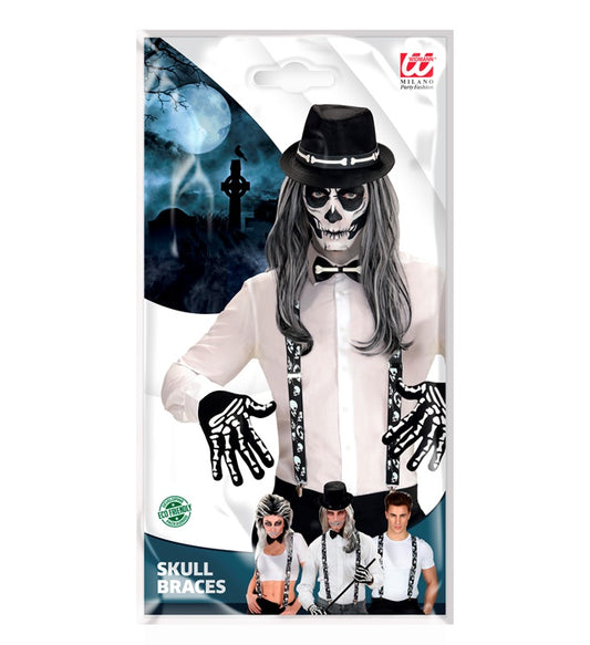 Totenkopf Hosenträger mit verstellbarer Länge für Fasnacht und Halloween