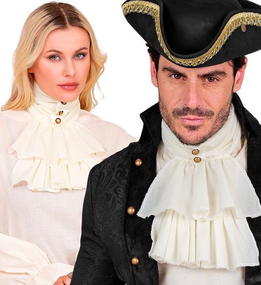 Weisses Jabot mit Rüschen als Piratenkostüm Accessoire