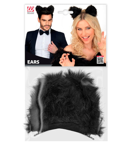 Katzenohren Haarclips in Schwarz als Kostümzubehör für Fasnacht