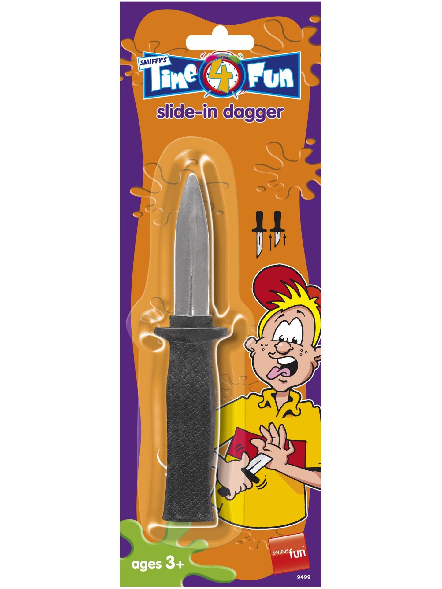 Smiffys FUNTIME Slide-in Dagger, Silver, 36pcs Individually Carded AC für Unisex