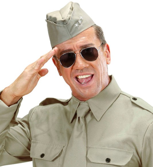 US-Soldat Mütze mit drei Sternen als kostümzubehör für Fasnacht und Karneval