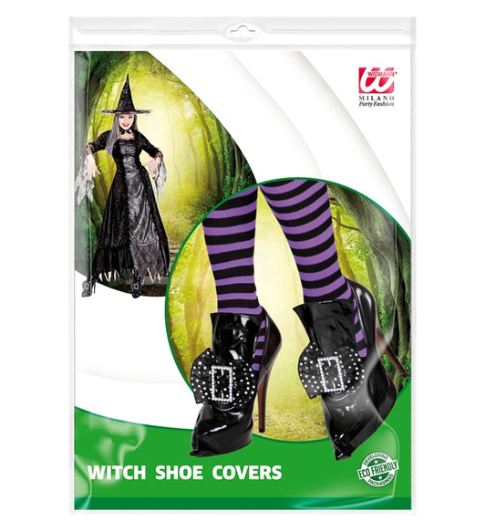 SCHUHÜBERZIEHER HEXE AUS VINYL MIT SCHNALLE UND DEKORATION Schwarz