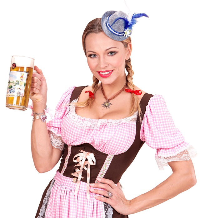 Bayerischer Mini-Fedora aus Filz mit Edelweiss und Federn