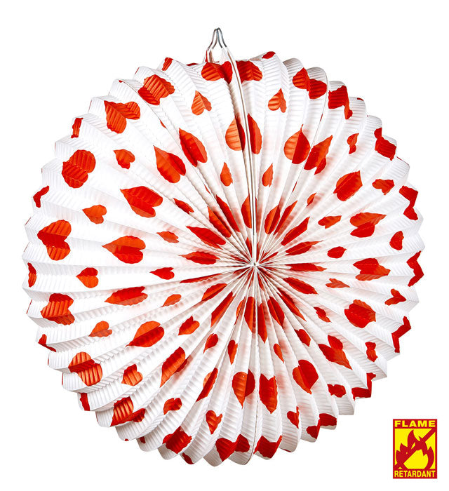 Roter runder Lampion mit Herz-Motiv und Ø 36 cm