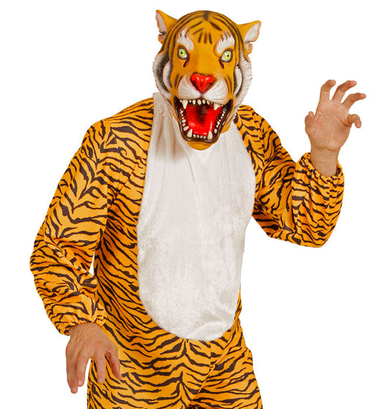 Tiger Ganzkopf-Maske mit realistischem Muster für Fasnacht und Karneval