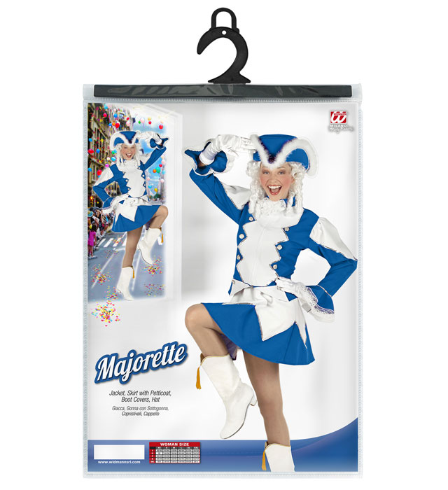 Funkenmariechen Kostüm mit Jacke, Rock, Hut und Stiefelüberziehern für Fasnacht