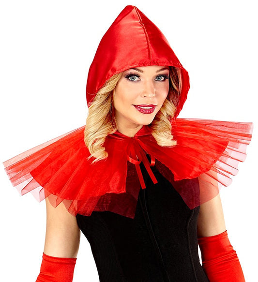 Rotkäppchen Umhang mit Kapuze in leuchtendem Rot für Fasnacht Kostüm