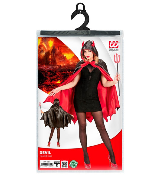 Teufels-Umhang mit Kapuze in Schwarz für Halloween und Fasnacht