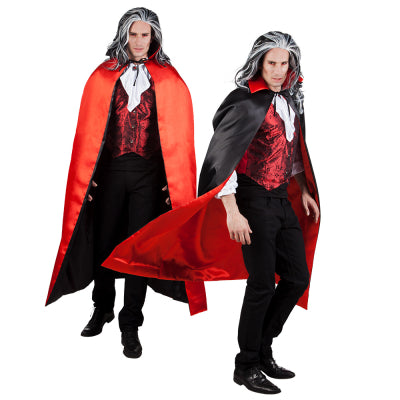 Boland Costume Cloaks & Capes Umhang Sundown reversibel schwarz/rot 150 cm mit Stehkragen