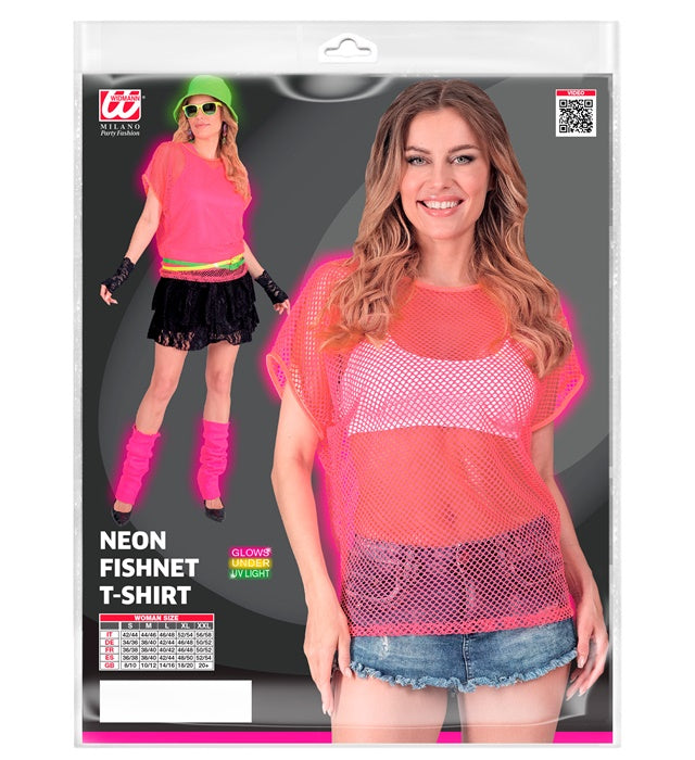 Neon pinkes Netzshirt als Fasnachtskostüm-Zubehör