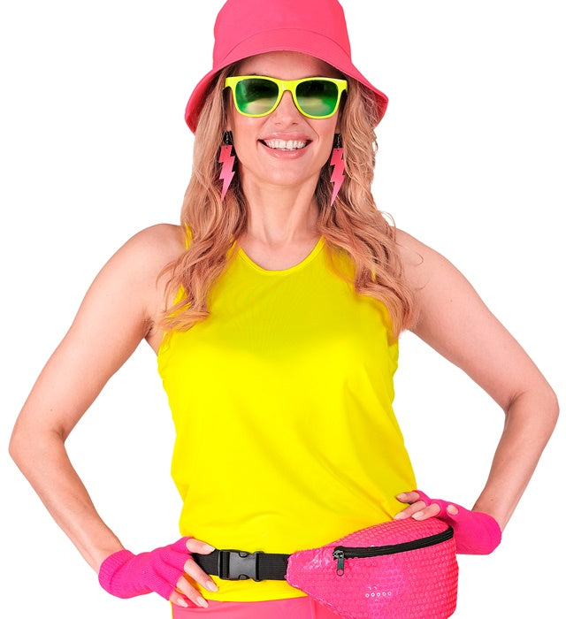 Neon pinke fingerlose Handschuhe als Fasnacht Accessoire