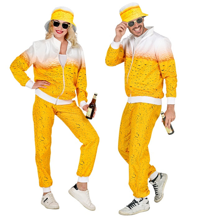 Bier Trainingsanzug Kostüm mit Oberteil und Hose für Fasnacht und Karneval