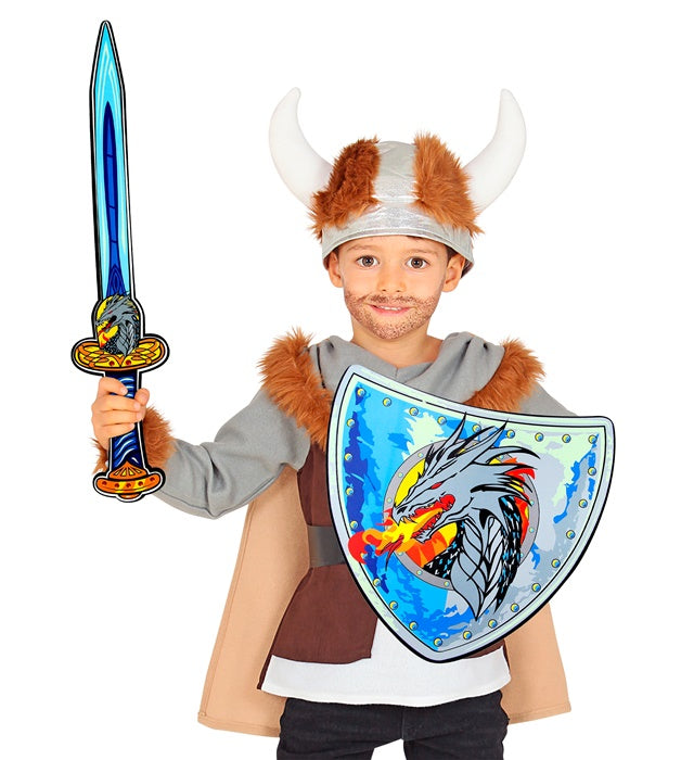 Drachenwikinger Schwert und Schild aus weichem Schaumstoff für Kinder
