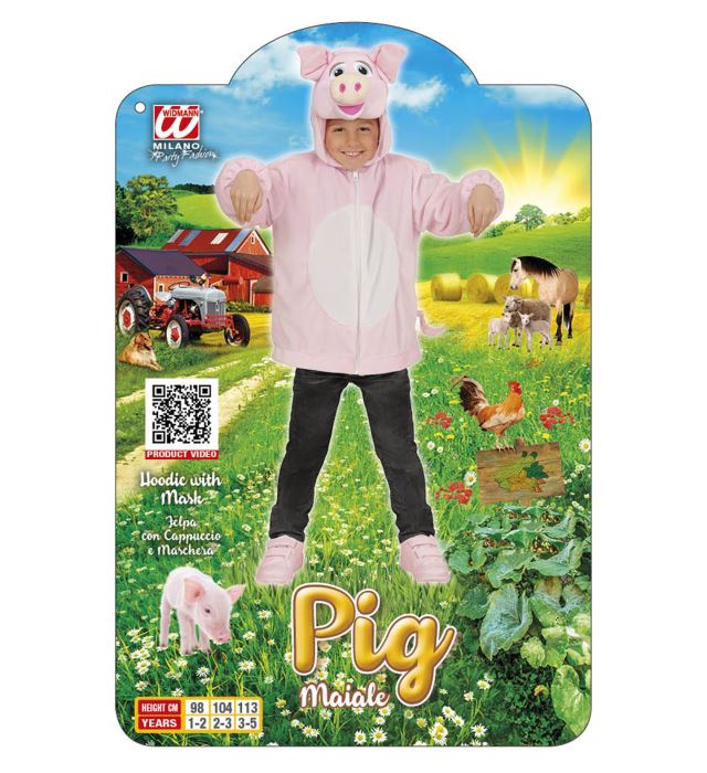 Weiches Schwein Plüschkostüm mit Kapuze für Fasnacht und Karneval