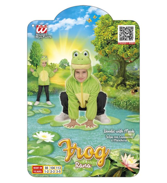 Frosch-Plüschkostüm mit Kapuze in grün für Fasnacht und Karneval