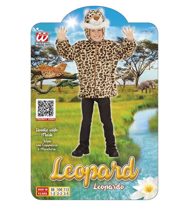 Leopard Soft Plüschjacke mit Kapuze als Fasnachtskostüm