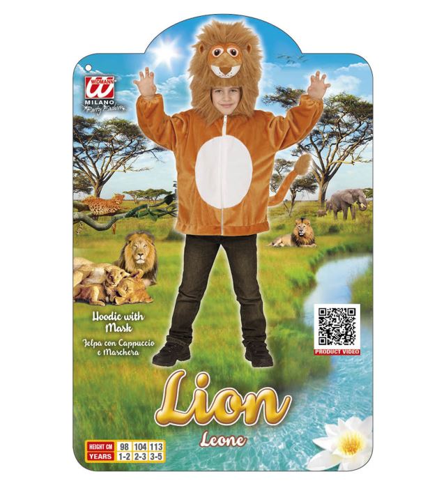 Weiches Löwen-Kapuzenkostüm aus Plüsch mit Mähne für Fasnacht und Karneval