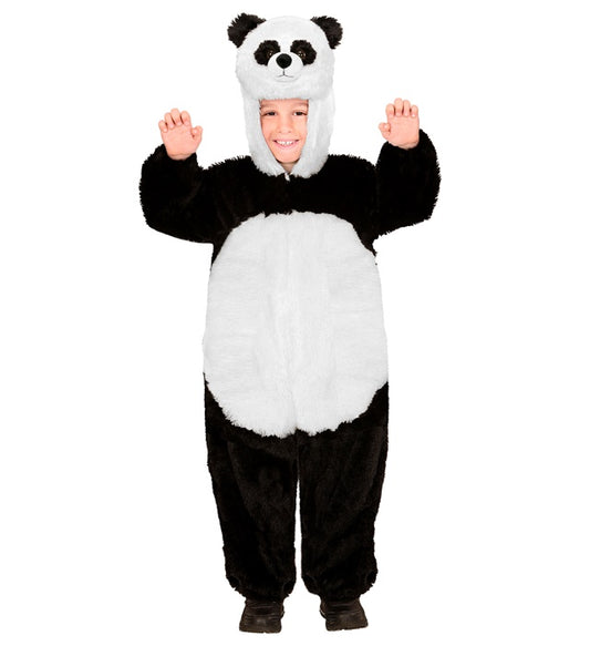 Panda Plüschkostüm Overall mit Kapuze in Schwarz-Weiss für Fasnacht