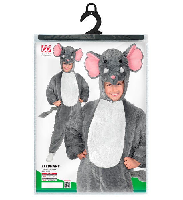 Weiches Elefanten-Plüschkostüm mit Kapuze für Fasnacht und Mottopartys