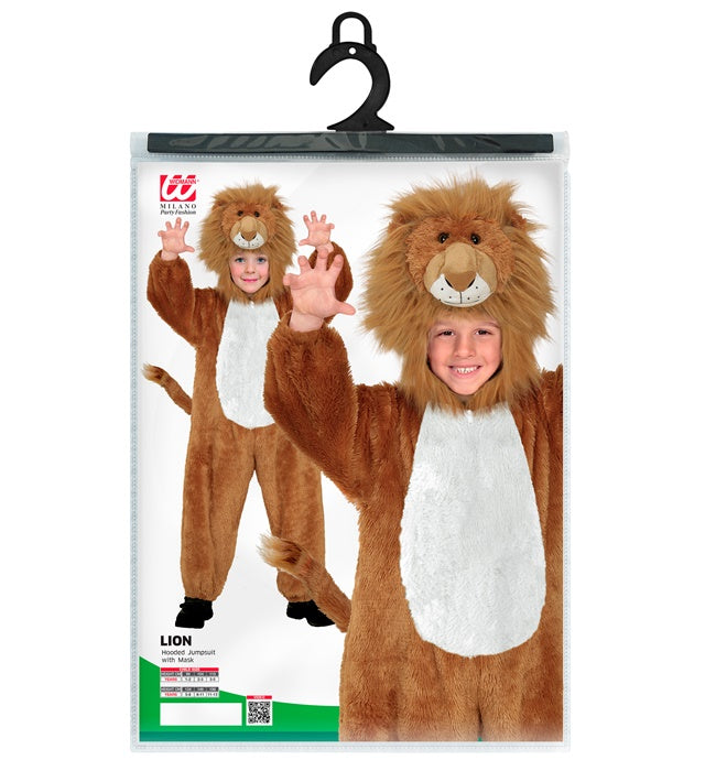 Weiches Löwen-Plüschkostüm mit Kapuze und Maske für Fasnacht und Karneval