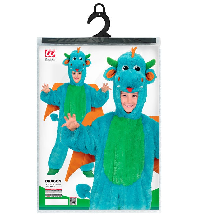 Weiches Drachenkostüm mit Kapuze und Maske für Fasnacht