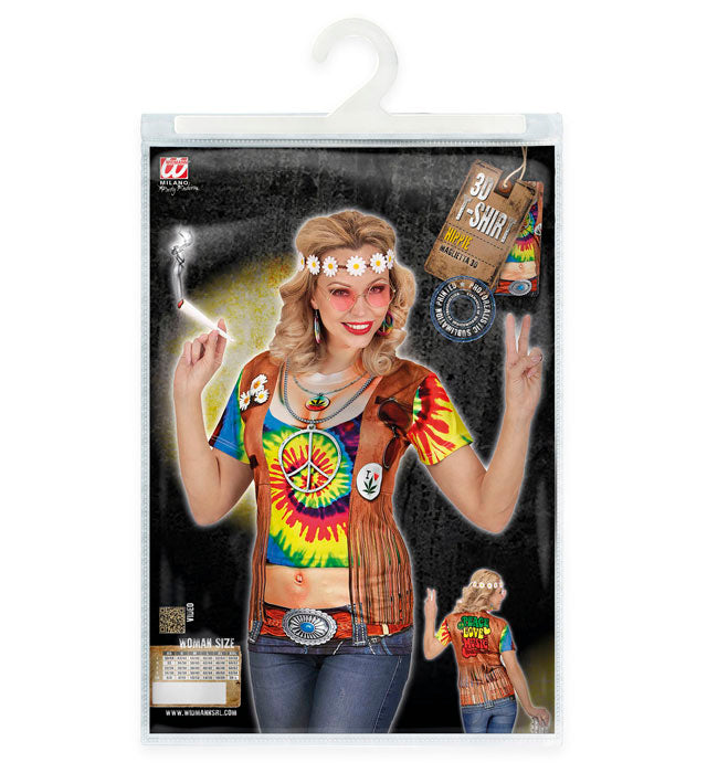 Hippie T-Shirt mit buntem Fotosublimationsdruck für Fasnacht