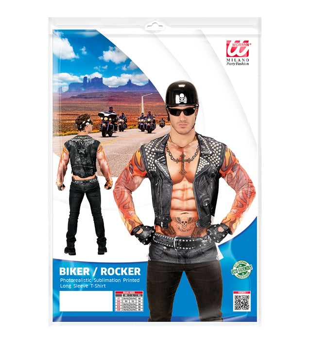 Rocker-Biker T-Shirt mit detailreichem Fotosublimationsdruck für Fasnacht