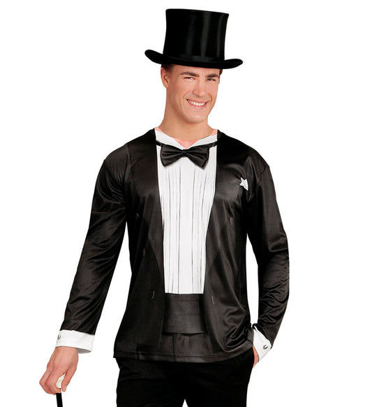 Longsleeve mit Smokings-Design in Fotosublimation bedruckt für Fasnacht und Karneval